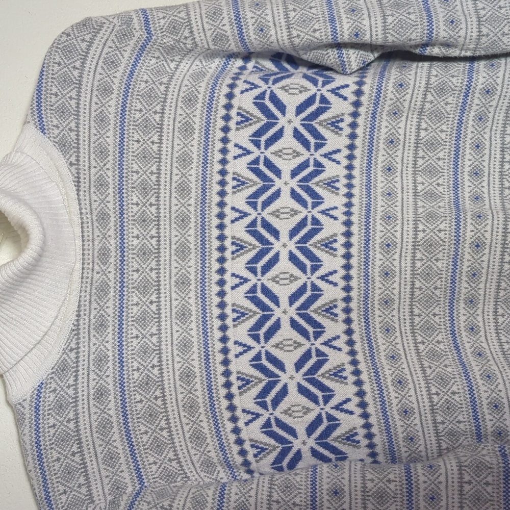 LL Bean Womens Turtleneck Sweater‎ Fair Isle Cashmere Cotton Snowflake Medium - Picture 3 of 11